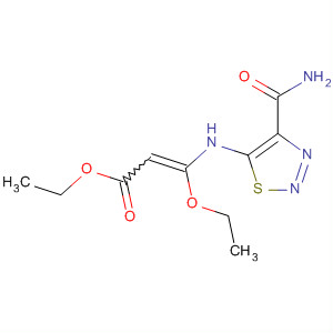 Molecular Structure of 185120-36-9 (2-Propenoic acid,
3-[[4-(aminocarbonyl)-1,2,3-thiadiazol-5-yl]amino]-3-ethoxy-, ethyl ester)