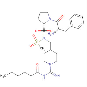 Molecular Structure of 185251-00-7 (L-Prolinamide,
N-(methylsulfonyl)-D-phenylalanyl-N-[[1-[imino[(1-oxohexyl)amino]methyl]
-4-piperidinyl]methyl]-)