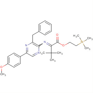 Molecular Structure of 185252-82-8 (Butanoic acid,
2-[[5-(4-methoxyphenyl)-3-(phenylmethyl)pyrazinyl]imino]-3,3-dimethyl-,
2-(trimethylsilyl)ethyl ester)