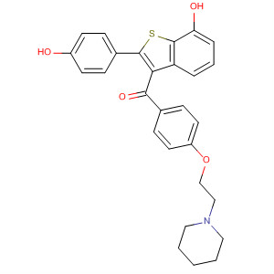 Molecular Structure of 185415-21-8 (Methanone,
[7-hydroxy-2-(4-hydroxyphenyl)benzo[b]thien-3-yl][4-[2-(1-piperidinyl)eth
oxy]phenyl]-)