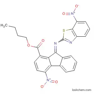 Molecular Structure of 185417-67-8 (9H-Fluorene-1-carboxylic acid,
4-nitro-9-[(7-nitro-2-benzothiazolyl)imino]-, butyl ester)
