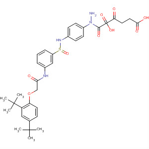 Molecular Structure of 185533-57-7 (Pentanedioic acid, 2-oxo-,
1-[2-[4-[[[3-[[[2,4-bis(1,1-dimethylethyl)phenoxy]acetyl]amino]phenyl]sulf
onyl]amino]phenyl]hydrazide])