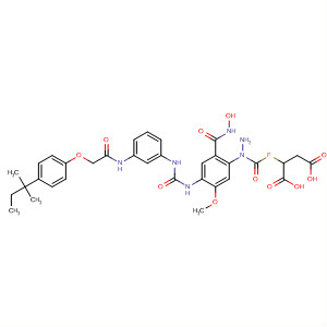 Molecular Structure of 185533-58-8 (Butanedioic acid, fluoro-,
1-[2-[4-[[[[3-[[[4-(1,1-dimethylpropyl)phenoxy]acetyl]amino]phenyl]amino]
carbonyl]amino]-2-[(hydroxyamino)carbonyl]-5-methoxyphenyl]hydrazide
])