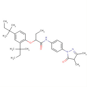 Molecular Structure of 188745-58-6 (Butanamide,
2-[2,4-bis(1,1-dimethylpropyl)phenoxy]-N-[4-(4,5-dihydro-3,4-dimethyl-5
-oxo-1H-pyrazol-1-yl)phenyl]-)