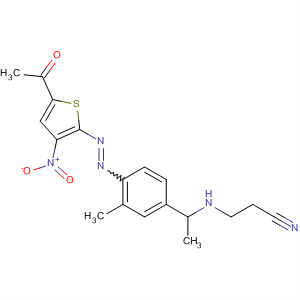Molecular Structure of 189274-02-0 (Propanenitrile,
3-[[4-[(5-acetyl-3-nitro-2-thienyl)azo]-3-methylphenyl]ethylamino]-)