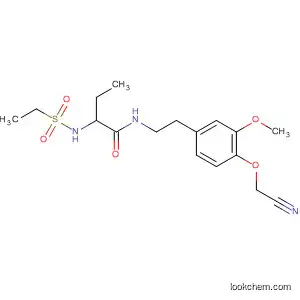 Molecular Structure of 189946-20-1 (Butanamide,
N-[2-[4-(cyanomethoxy)-3-methoxyphenyl]ethyl]-2-[(ethylsulfonyl)amino]-)