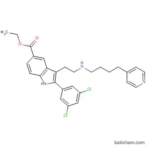 Molecular Structure of 192721-37-2 (1H-Indole-5-carboxylic acid,
2-(3,5-dichlorophenyl)-3-[2-[[4-(4-pyridinyl)butyl]amino]ethyl]-, ethyl ester)