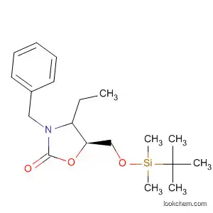 Molecular Structure of 192764-37-7 (2-Oxazolidinone,
5-[[[(1,1-dimethylethyl)dimethylsilyl]oxy]methyl]-4-ethyl-3-(phenylmethyl)-,
(5S)-)