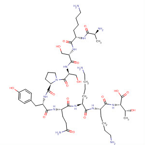 Molecular Structure of 191857-17-7 (L-Threonine,
L-alanyl-L-lysyl-L-seryl-L-seryl-L-prolyl-L-tyrosyl-L-glutaminyl-L-lysyl-L-lysyl-)