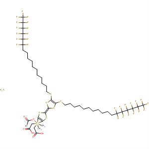 Molecular Structure of 193686-69-0 (Acetic acid,
2,2'-[[2-[4,5-bis[(12,12,13,13,14,14,15,15,16,16,17,17,17-tridecafluoro
heptadecyl)thio]-1,3-dithiol-2-ylidene]-1,3-dithiole-4,5-diyl]bis(thio)]bis-,
dimethyl ester)