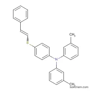 Molecular Structure of 387353-46-0 (Benzenamine,
3-methyl-N-(3-methylphenyl)-N-[4-[(2-phenylethenyl)thio]phenyl]-)