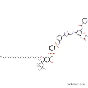 Molecular Structure of 395666-59-8 (3-Pyridinecarboxamide,
N-[3-(acetylamino)-5-[[3-[3-[[[3-[[[5-(hexadecyloxy)-2-hydroxy-4-(1,1,3,3-
tetramethylbutyl)phenyl]amino]sulfonyl]phenyl]sulfonyl]amino]phenyl]-1,2,
4-oxadiazol-5-yl]azo]-2-hydroxyphenyl]-)