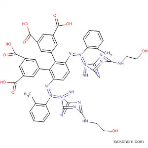 Molecular Structure of 399529-58-9 (1,3-Benzenedicarboxylic acid,
5,5'-[1,4-phenylenebis[imino[6-[(2-hydroxyethyl)amino]-1,3,5-triazine-4,
2-diyl]imino(2-methyl-4,1-phenylene)azo]]bis-)