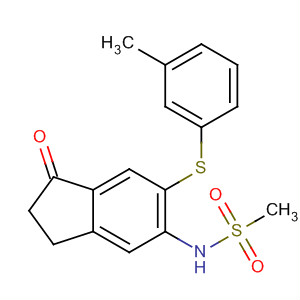 Molecular Structure of 172366-46-0 (Methanesulfonamide,
N-[2,3-dihydro-6-[(3-methylphenyl)thio]-1-oxo-1H-inden-5-yl]-)