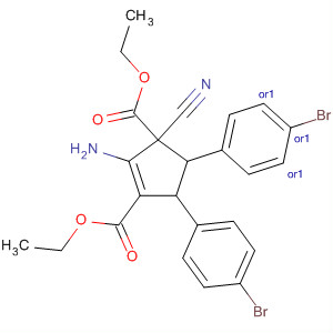 Molecular Structure of 199802-16-9 (1-Cyclopentene-1,3-dicarboxylic acid,
2-amino-4,5-bis(4-bromophenyl)-3-cyano-, diethyl ester,
(3R,4R,5R)-rel-)