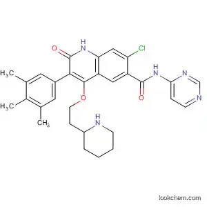 Molecular Structure of 199861-64-8 (6-Quinolinecarboxamide,
7-chloro-1,2-dihydro-2-oxo-4-[2-(2S)-2-piperidinylethoxy]-N-4-pyrimidin
yl-3-(3,4,5-trimethylphenyl)-)