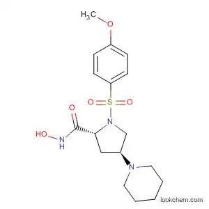 Molecular Structure of 204071-99-8 (2-Pyrrolidinecarboxamide,
N-hydroxy-1-[(4-methoxyphenyl)sulfonyl]-4-(1-piperidinyl)-, (2R,4S)-)