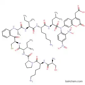 Molecular Structure of 385385-13-7 (L-Leucinamide,
N-(2,4-dinitrophenyl)-L-seryl-L-lysyl-L-prolyl-L-isoleucyl-L-cysteinyl-L-phen
ylalanyl-L-isoleucyl-L-lysyl-N-[4-(carboxymethyl)-2-oxo-2H-1-benzopyran-
7-yl]-)