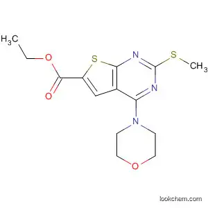 Molecular Structure of 497059-71-9 (Thieno[2,3-d]pyrimidine-6-carboxylic acid,
2-(methylthio)-4-(4-morpholinyl)-, ethyl ester)