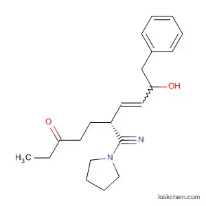 Molecular Structure of 557086-85-8 (1-Pyrrolidineheptanenitrile, 2-(3-hydroxy-4-phenyl-1-butenyl)-5-oxo-,
(2R)-)