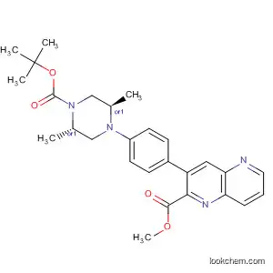 Molecular Structure of 569668-22-0 (5-Quinoxalinecarboxylic acid,
3-[4-[(2R,5S)-4-[(1,1-dimethylethoxy)carbonyl]-2,5-dimethyl-1-piperazin
yl]phenyl]-, methyl ester, rel-)