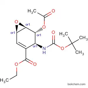 Molecular Structure of 587873-95-8 (7-Oxabicyclo[4.1.0]hept-2-ene-3-carboxylic acid,
5-(acetyloxy)-4-[[(1,1-dimethylethoxy)carbonyl]amino]-, ethyl ester,
(1R,4S,5R,6R)-rel-)