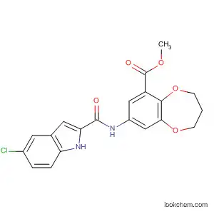 Molecular Structure of 591206-09-6 (2H-1,5-Benzodioxepin-6-carboxylic acid,
8-[[(5-chloro-1H-indol-2-yl)carbonyl]amino]-3,4-dihydro-, methyl ester)