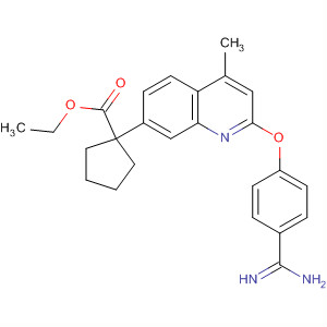 Cyclopentanecarboxylic acid,  1-[2-[4-(aminoiminomethyl)phenoxy]-4-methyl-7-quinolinyl]-, ethyl ester