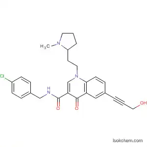 Molecular Structure of 281650-81-5 (3-Quinolinecarboxamide,
N-[(4-chlorophenyl)methyl]-1,4-dihydro-6-(3-hydroxy-1-propynyl)-1-[2-(1-
methyl-2-pyrrolidinyl)ethyl]-4-oxo-)