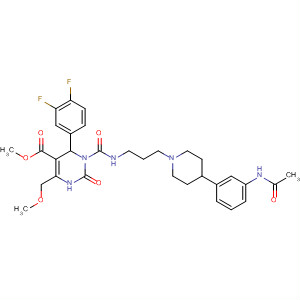 5-Pyrimidinecarboxylic acid,
1-[[[3-[4-[3-(acetylamino)phenyl]-1-piperidinyl]propyl]amino]carbonyl]-6-(
3,4-difluorophenyl)-1,2,3,6-tetrahydro-4-(methoxymethyl)-2-oxo-, methyl
ester, (6S)-