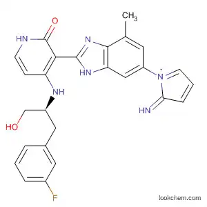 Molecular Structure of 468736-41-6 (2(1H)-Pyridinone,
4-[[(1S)-2-(3-fluorophenyl)-1-(hydroxymethyl)ethyl]amino]-3-[6-(1H-imid
azol-1-yl)-4-methyl-1H-benzimidazol-2-yl]-)
