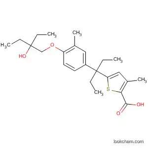 Molecular Structure of 633338-63-3 (2-Thiophenecarboxylic acid,
5-[1-ethyl-1-[4-(2-ethyl-2-hydroxybutoxy)-3-methylphenyl]propyl]-3-methyl
-)