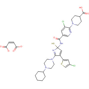 4-Piperidinecarboxylic acid, 1-[3-chloro-5-[[[4-(4-chloro-2-thienyl)-5-(4-cyclohexyl-1-piperazinyl)-2-thi azolyl]amino]carbonyl]-2-pyridinyl]-, (2Z)-2-butenedioate (1:1)