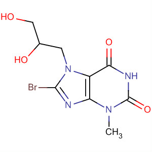 Molecular Structure of 100698-52-0 (1H-Purine-2,6-dione,
8-bromo-7-(2,3-dihydroxypropyl)-3,7-dihydro-3-methyl-)