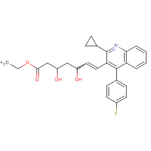 Molecular Structure of 121661-13-0 (6-Heptenoic acid,
7-[2-cyclopropyl-4-(4-fluorophenyl)-3-quinolinyl]-3,5-dihydroxy-, ethyl
ester)