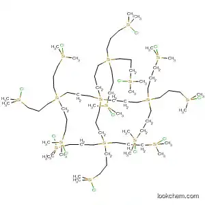 Molecular Structure of 161638-88-6 (2,6,10,14,18-Pentasilanonadecane,
10,10-bis[3-[tris[3-(chlorodimethylsilyl)propyl]silyl]propyl]-2,18-dichloro-
6,6,14,14-tetrakis[3-(chlorodimethylsilyl)propyl]-2,18-dimethyl-)