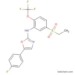 Molecular Structure of 681002-70-0 (2-Oxazolamine,
N-[5-(ethylsulfonyl)-2-(trifluoromethoxy)phenyl]-5-(4-fluorophenyl)-)