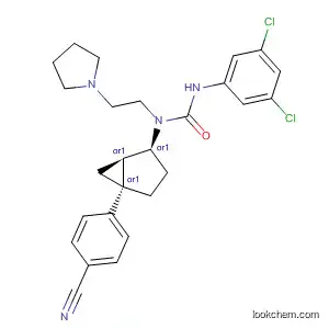 Molecular Structure of 540783-36-6 (Urea,
N-[(1R,2S,5R)-5-(4-cyanophenyl)bicyclo[3.1.0]hex-2-yl]-N'-(3,5-dichloro
phenyl)-N-[2-(1-pyrrolidinyl)ethyl]-, rel-)