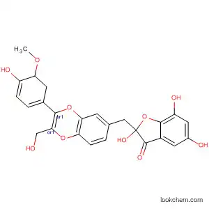 Molecular Structure of 802918-27-0 (3(2H)-Benzofuranone,
2-[[(2R,3R)-2,3-dihydro-3-(4-hydroxy-3-methoxyphenyl)-2-(hydroxymeth
yl)-1,4-benzodioxin-6-yl]methyl]-2,4,6-trihydroxy-, rel-)