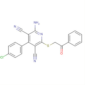 Molecular Structure of 161689-54-9 (3,5-Pyridinedicarbonitrile,
2-amino-4-(4-chlorophenyl)-6-[(2-oxo-2-phenylethyl)thio]-)