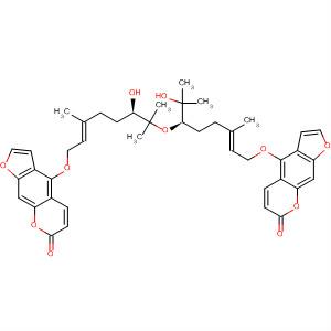 Molecular Structure of 198343-05-4 (7H-Furo[3,2-g][1]benzopyran-7-one,
4-[[(2E,6R)-6-hydroxy-7-[[(1R,4E)-1-(1-hydroxy-1-methylethyl)-4-methyl-
6-[(7-oxo-7H-furo[3,2-g]benzopyran-4-yl)oxy]-4-hexenyl]oxy]-3,7-dimeth
yl-2-octenyl]oxy]-)