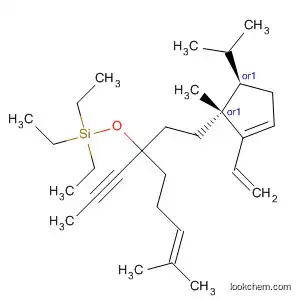 Molecular Structure of 479578-43-3 (Silane,
[[1-[2-[(1R,5R)-2-ethenyl-1-methyl-5-(1-methylethyl)-2-cyclopenten-1-yl]
ethyl]-5-methyl-1-(1-propynyl)-4-hexenyl]oxy]triethyl-, rel-)