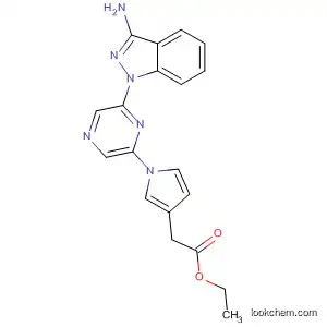 Molecular Structure of 875900-82-6 (1H-Pyrrole-3-acetic acid, 1-[6-(3-amino-1H-indazol-1-yl)pyrazinyl]-,
ethyl ester)