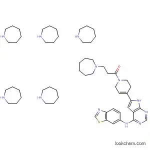 Molecular Structure of 876340-93-1 (Pyridine,
4-[4-(6-benzothiazolylamino)-1H-pyrrolo[2,3-d]pyrimidin-6-yl]-1-[3-(hexa
hydro-1H-azepin-1-yl)-1-oxopropyl]-1,2,3,6-tetrahydro-)