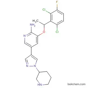 Molecular Structure of 877400-95-8 (2-Pyridinamine,
3-[1-(2,6-dichloro-3-fluorophenyl)ethoxy]-5-[1-(3-piperidinyl)-1H-pyrazol-
4-yl]-)