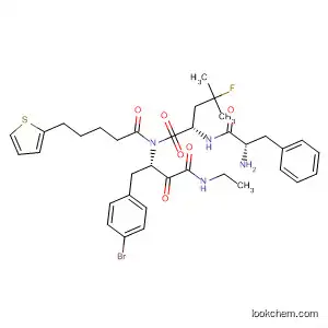 Molecular Structure of 877466-72-3 (L-Leucinamide,
4-fluoro-N-[1-oxo-5-(2-thienyl)pentyl]-L-phenylalanyl-N-[(1S)-1-[(4-bromo
phenyl)methyl]-3-(ethylamino)-2,3-dioxopropyl]-)