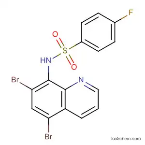 Molecular Structure of 879015-61-9 (Benzenesulfonamide, N-(5,7-dibromo-8-quinolinyl)-4-fluoro-)
