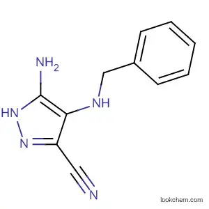 Molecular Structure of 879223-59-3 (1H-Pyrazole-3-carbonitrile, 5-amino-4-[(phenylmethyl)amino]-)