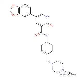 Molecular Structure of 879490-53-6 (3-Pyridinecarboxamide,
5-(1,3-benzodioxol-5-yl)-1,2-dihydro-N-[4-[(4-methyl-1-piperazinyl)meth
yl]phenyl]-2-oxo-)