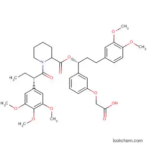 Molecular Structure of 195514-23-9 (2-Piperidinecarboxylic acid,
1-[(2S)-1-oxo-2-(3,4,5-trimethoxyphenyl)butyl]-,
(1R)-1-[3-(carboxymethoxy)phenyl]-3-(3,4-dimethoxyphenyl)propyl
ester, (2S)-)